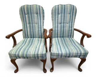 Queen Anne Style Wooden Armchairs
