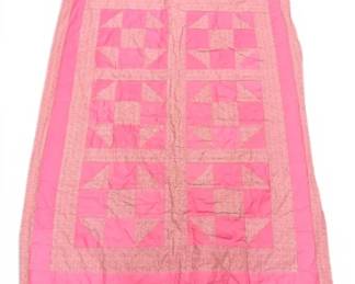Unfinished Homemade Pink Quilt