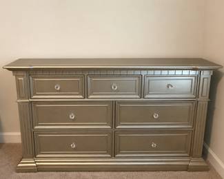 Metallic Gold Dresser with Full Size Bedroom Suite
