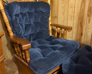 Blue rocking chair with matching ottoman 