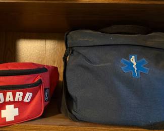 Old EMS bag with supplies, lifeguard pack