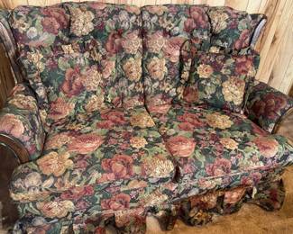 Vintage dark floral love seat 