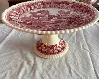 COPELAND SPODE PINK TOWER PEDESTAL CAKE PLATE - $50