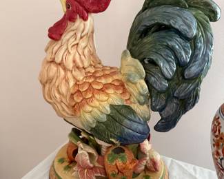 Fitz and Floyd 15" Rooster Figurine Large Ceramic- $75