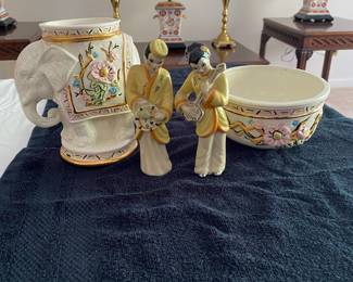 Vintage Ceramic Vase, Bowl and Figurines-$25 for all