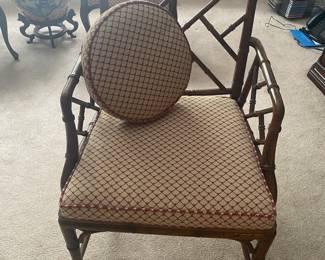 Chinese Chippendale Chair with Faux Bamboo and Cane Seat- $450- 36 tall- 19 deep, 21 wide and 19 floor to seat, 