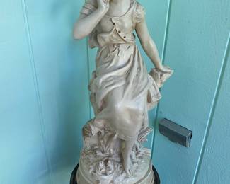 Vintage "Song of the Lark" Statue by Hippolyte Moreau- $100- 24 inches tall, 10 inches round