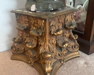 Vintage Carved Giltwood Pedestal For Sculpture-$     16 tall- top is 12x12