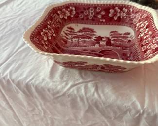 Copeland SPODE'S TOWER PINK Square Serving Bowl 9"- $35