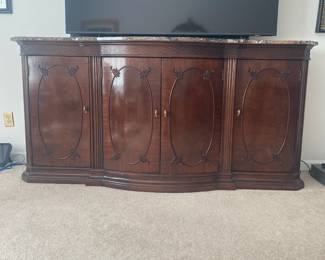 Mahogany Credenza with Marble Topby Century Furniture-$500- Width: 76 inches, Height: 38 inches, Depth: 21 inches