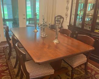 $500 - Antique Dining Table and 8 Chairs - 48 wide, 88 long, 30 tall-  2 arm chairs and 6 chairs  - 35 tall, 19 wide, 19 deep- 