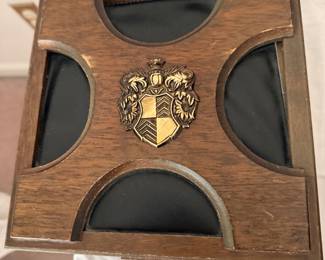 Vintage Family Crest Box: Velvet Lined Wood Box, Made in Japan- $40