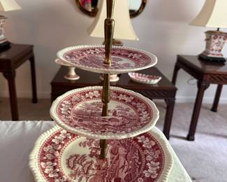 Copeland Spode "Pink Tower" Three-Tiered Etagere- $45