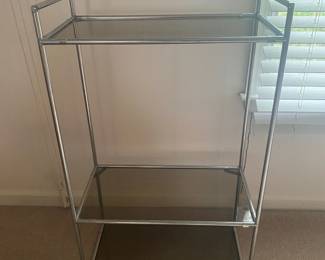MCM Chrome and Smoked Glass Shelf Unit -$150- 32 tall, 21 wide, 11 deep