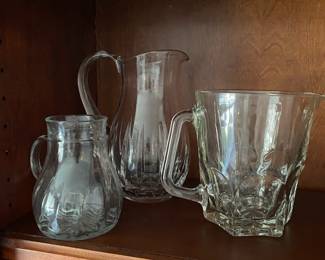 3 crystal pitchers / $20- all