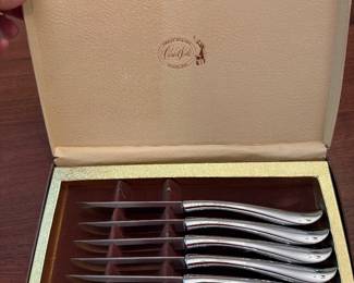 Vintage Carvel Hall Steak Knives Stainless Steel Cutlery Set of 6 Heavy USA Made- $15