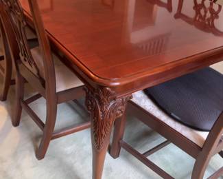 75”x44”x30" Mahogany Dining Set with 8 chairs, a custom protective cover and two leafs