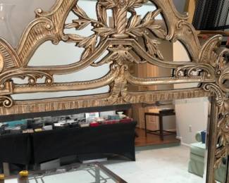 71”x48” Ornate French Rococo Style Gilt Wood Wall Mirror (DECORATIVE ARTS INC )