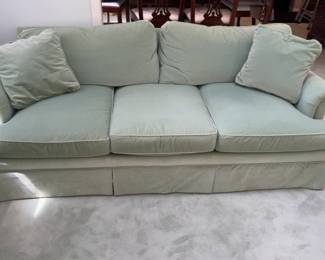 82”x37” Three-Cushion Skirted Sofa with Rolled Arms
