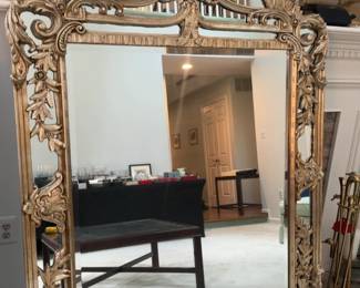 71”x48” Ornate French Rococo Style Gilt Wood Wall Mirror (DECORATIVE ARTS INC )