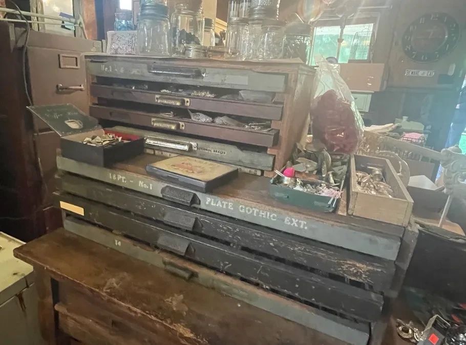 2Vintage Machinist Chest Of Drawers FULL Of Jewelry Making SuppliesBeads Broken Jewelry Clasps