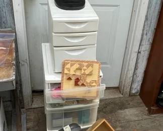 Drawers Full Of Sewing Supplies Vintage Suitcase With Fabrics Quads Magnetic Board  More