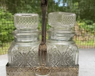 Vintage Sheffield SilverPlated Double Pickle Castor Set