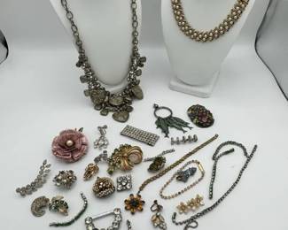 Rhinestones  Broken Costume Jewelry For Crafting Or Repair