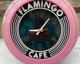Flamingo Cafe Pink Clock For Repair