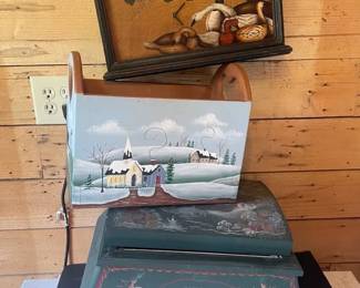 Handpainted Wooden Storage Box Holiday Themed Geese Wooden Clock  Magazine Holder