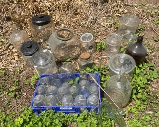 Lot Of Mixed Jars Some With Lids  Jugs