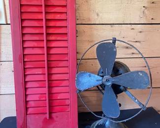 Antique Electric Desk Fan With Cast Iron Base For Decor  Red Shutters