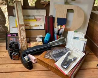Misc Collection Of Artists Tools  Supplies w Canvas Sketch Pads Cutters Water Pens Etc