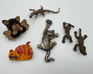 1940s Sterling Coro Pin With Costume Animal Pins