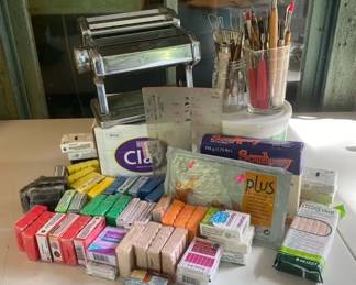 Air Dry and Polymer Clay with Tools and Atlas Pasta Maker for Clay Conditioning