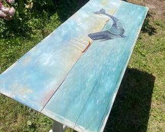 Hand Painted Wood Table MobyDick