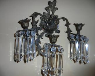 Brass and Crystal Wall Sconce