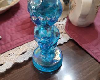 Vintage Russ Voglesong Summist Art Glass Iridescent Blue Boy Figurine
