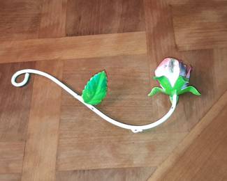 Vintage Italian Tole Metal Rose Wall Sconce