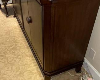 Mahogany Sideboard with Chevron Inlay and Metal Trim
