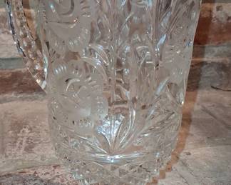 Victorian Frosted Rose Crystal Pitcher