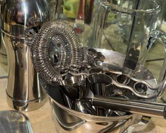 Stainless Steel Barware Set with Cocktail Shaker, Jigger Set, and Accessories