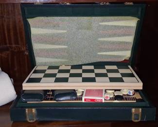 Vintage 5-in-1 Game Set (Chess, Checkers, Backgammon, Dominoes, Cards)