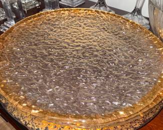 IVV Glacier Ice Glass Charger Plate with Gold Leaf Inclusions