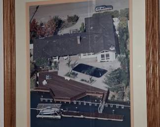 Aerial View of Waterfront Property with Dock and Boat