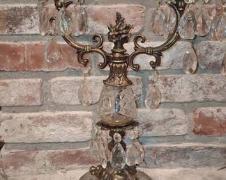 Pair of French Gilt Bronze and Crystal Candelabra