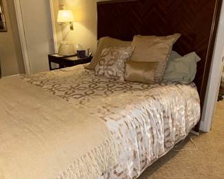 Mid-Century Modern Walnut and Brass Inlay Headboard