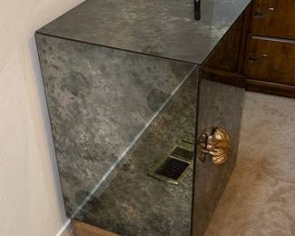 Mirrored Side Table with Ornate Pull