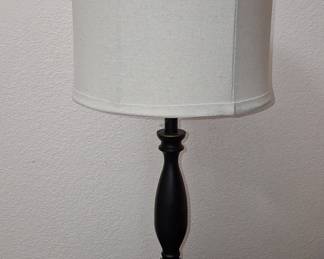 Black Baluster Style Table Lamp with Linen Shade