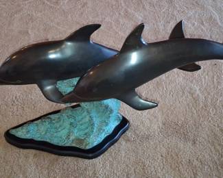 Bronze Dolphin Sculpture by L.F. Cole